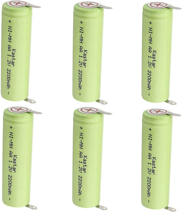 Kastar 6-Pack 1.2V 2200mAh Ni-MH Battery, Compatible with Braun 7540 7570 7630 7680 7690 7765 7785 7795 Micron