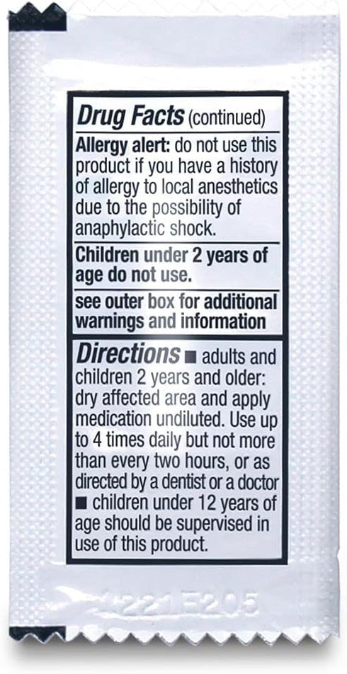 Oral Pain Relief, 0.75 Gram Packets - Box of 144