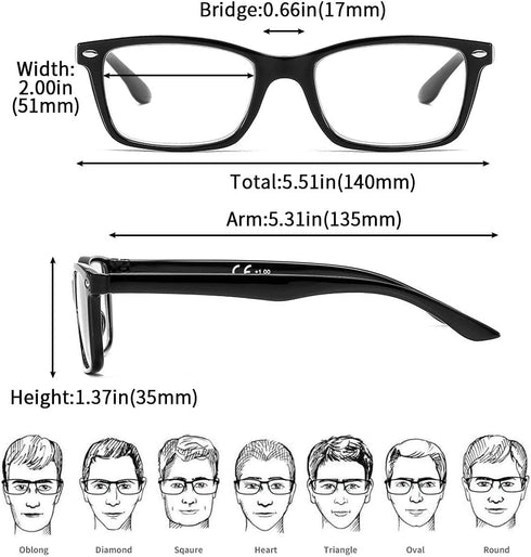 Suertree 3 Pack Reading Glasses for Men Women UV Ray Anti Glare Spring Hinge Readers Aid
