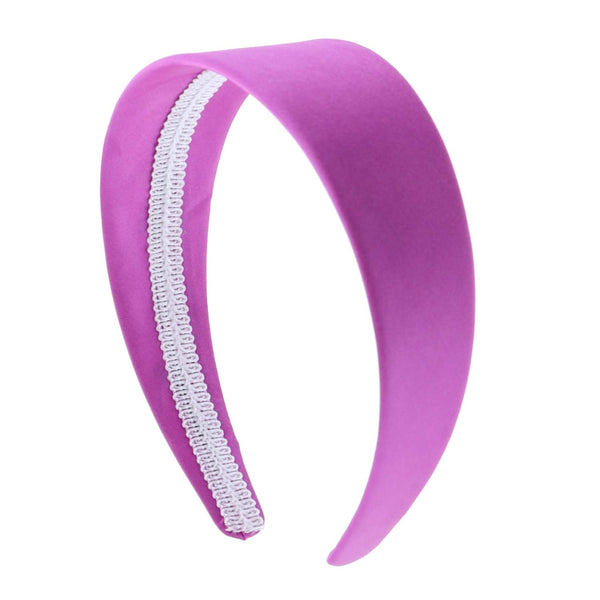 Motique Accessories Violet Satin Headband, 2 Inch Wide