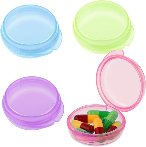 4 Pcs Mini Pill Organizer: Cute Portable Pill Case for Pocket Purse Travel Storage Containers, Earplug Case, Medicine