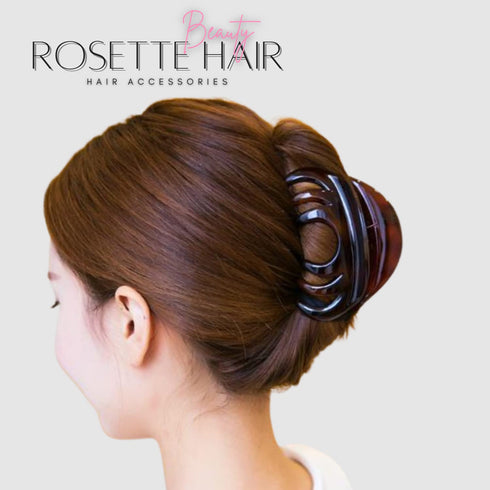 Rosette Large Chic Styling Glass Claw Clip Hair Clamps, Grips for Thick Hair, Women and Girls