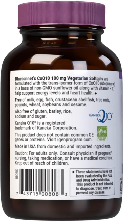 Bluebonnet CoQ-10 Vegetarian Softgels, 100 mg, 60 Count