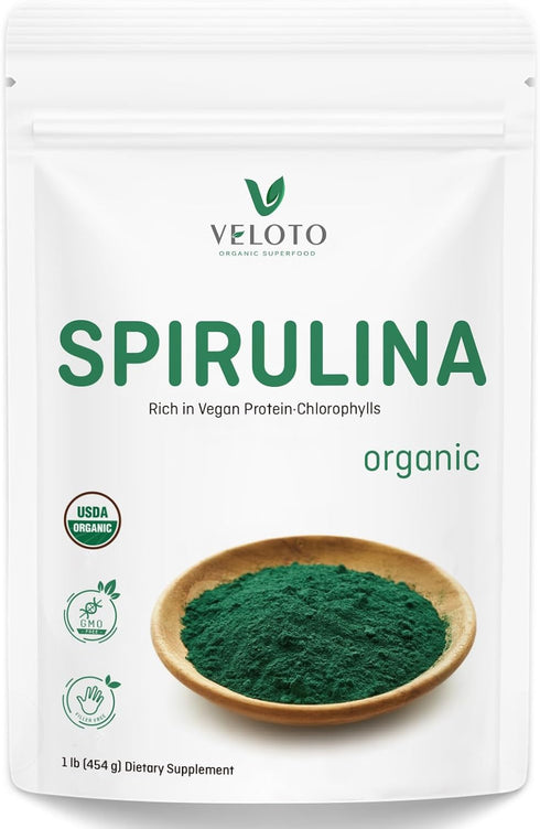 Spirulina Powder Organic: Superfood Powder for Immune Support, Natural Antioxidants & Vitamins, 1 Pound