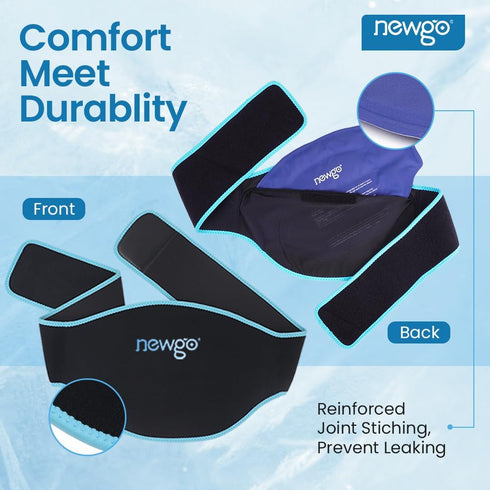 NEWGO Gel Ice Pack for Back Injuries, 2 Pack Lower Back Wrap for Hot Cold Therapy, Black for Sciatica and Pain Relief