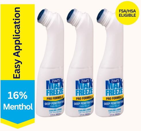 Zim's Max Freeze Liquid, 3 Pack Pain Relief Topical Analgesic for Muscles and Joints, 3 Ounce