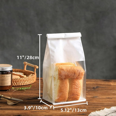 XZJMY 50Pcs Packaging 5.1"x3.9"x11") Bakery Bags,Paper Bread Bags with Clear Front Windo, Tin Tie Tab Lock Kraft Tin