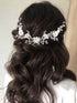 HEREAD Flower Bride Wedding Hair Vine, Pearl Bridal Headband with Rhinestones for Women