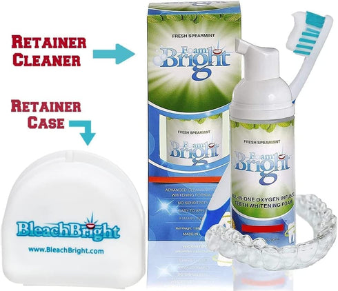FoamBright Retainer & Aligner Cleaner, Great for Invisalign, Teeth Whitening, Denture Whitener, Peroxide Free Oral Care