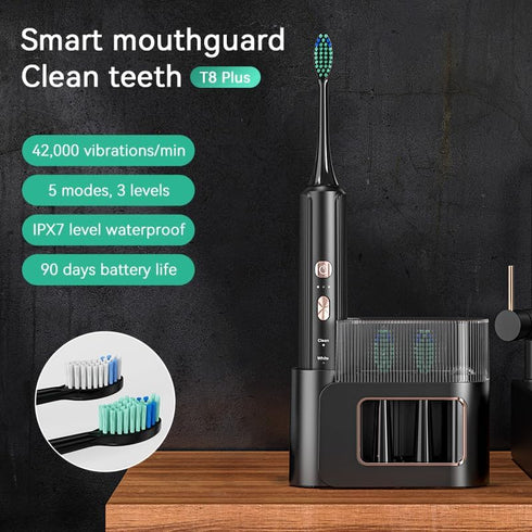 Zocaed 6 5 Electric Toothbrush for Adults, Rechargeable Electric Toothbrush with Replacement Brush Heads, Modes (Black)