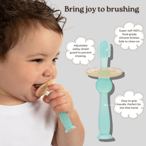 Haakaa 360° Silicone Baby Toothbrush – 100% Soft Food Grade Silicone, BPA-Free, Safe for Babies 6 Months+