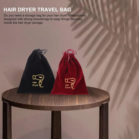 OSALADI Travel Blow Dryer Bags, 2 Pack Flannel Drawstring Storage Bag for Hairdryer and Styling Tools