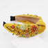 Rhinestone Crystal Wide Headbands Knot Turban Fashion Vintage Hairband Elastic Hair Hoops Hair Accessories for Women Girls (Yellow)