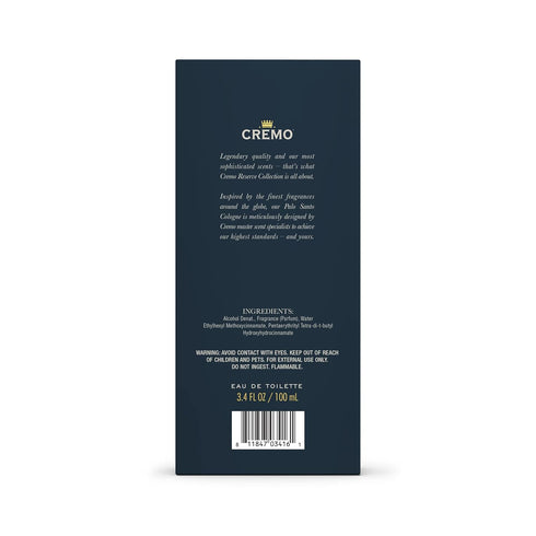 Cremo Spray Cologne, Palo Santo (Reserve Collection) - 3.4 Fl Oz - Bright Cardamom, Dry Papyrus & Aromatic Palo Santo