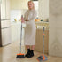 Broom and Dustpan Set for Home, Combo for Office with Long Handle Broom & Upright Standing Dustpan (Gray & Orange)