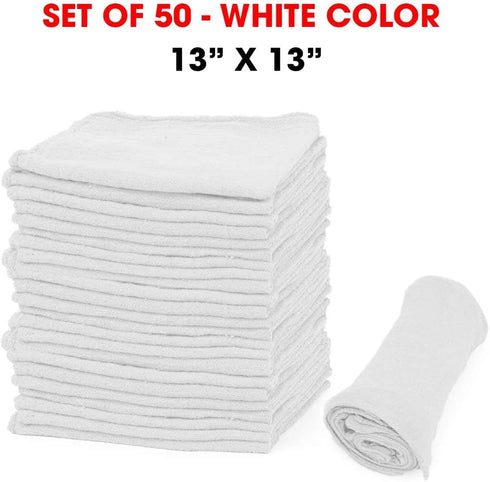 Pack 50 13" 13" Shop Towels of Reusable Cleaning Rags Durable Quality Cotton x Machine Washable Suitable for All