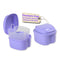 Denture Case with Strainer, Night Cleaner Bath Box for Retainer, Mouthguard, False Teeth, and Denture Cleaning (Purple)