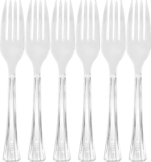 Lillian Tablesettings 48 Count Premium Plastic Fork, Clear
