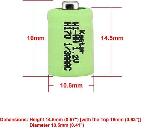 Dantona Single Cells 1/3AAA-150NM-NT Nickel Metal Hydride (NIMH) - Rechargeable