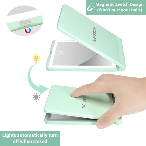 WOBSION Lighted Compact Mirror, Rechargeable Travel Makeup Mirror with Light, 1x/3x Magnifying, Gifts for Girls