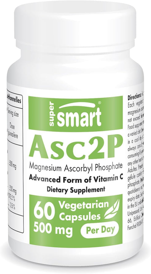 Supersmart - Asc2P High Potency Vitamin C, 500mg per Day, Non-GMO & Gluten Free, 60 Vegetarian Capsules