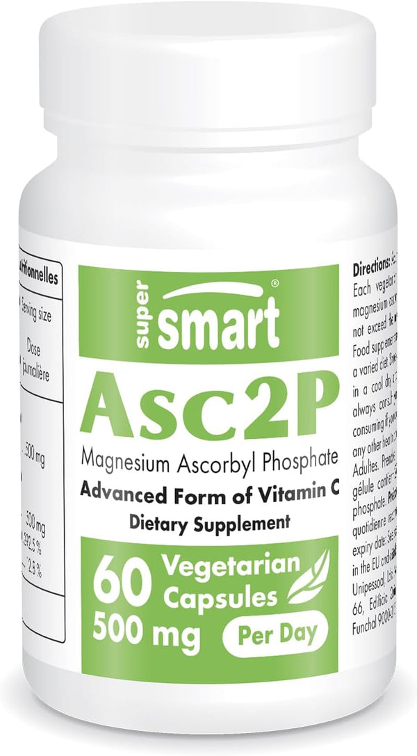 Supersmart - Asc2P High Potency Vitamin C, 500mg per Day, Non-GMO & Gluten Free, 60 Vegetarian Capsules