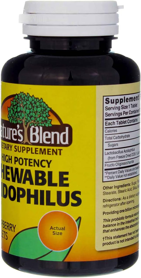 Nature's Blend Acidophilus Chewable, 100 Tablets, Raspberry Flavor, Pack of 2
