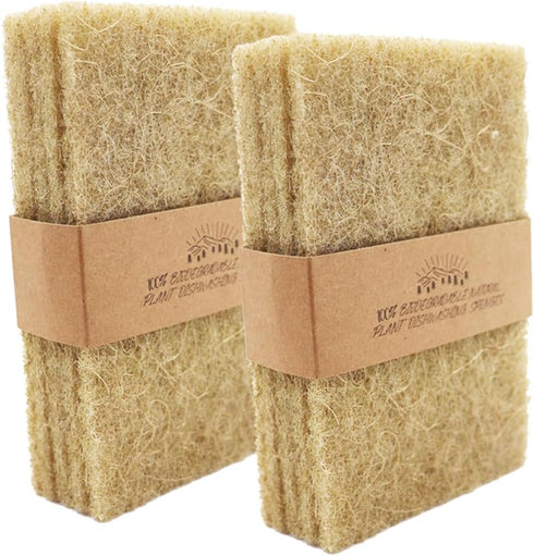 Natural Scouring Pads, 10 Pack Non-Scratch Sisal Cleaning Scrub Pads, Eco-Friendly Coconut Fiber Kitchen Scrubbers