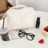 Juoxeepy Floral Quilted Makeup Bag, Aesthetic Cotton Cosmetic Pouch for Toiletries
