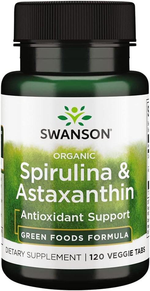 Swanson Organic Spirulina & Astaxanthin - 120 Veg Tabs