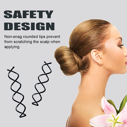 Spiral Bobby Pins Black with Storage Tin, 20 Pcs Spin Pins for Hair (2&2.4 Inch), Premium Non-Scratched Twist Hair Pins