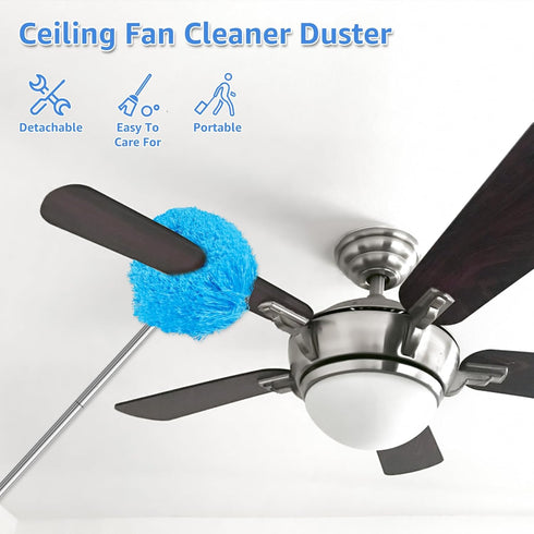 Ceiling Fan Cleaner Duster - Reusable Microfiber Ceiling Fan Blade Cleaner with Extension Pole for Cleaning