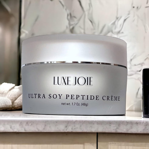 LuxeJoie Ultra Soy Peptide Creme - Anti-Aging Face Moisturizer with Matrixyl Peptides for Dry Mature Skin (1.7 oz)
