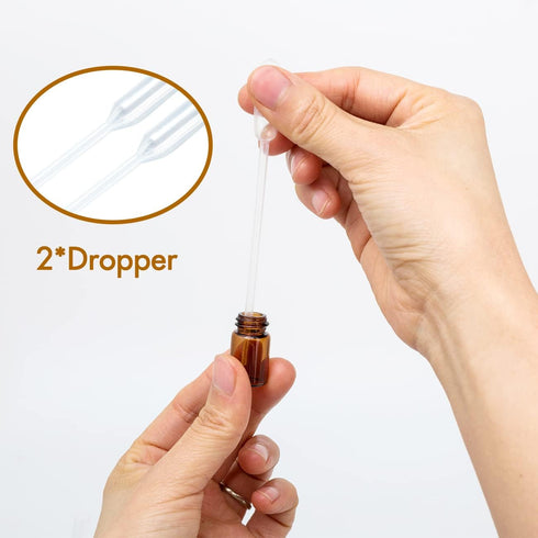 ZEJIA 2ML Essential Oil Roller Bottles, 24 Pack Amber Mini Glass Roll on Bottles with Stainless Steel Roller Balls