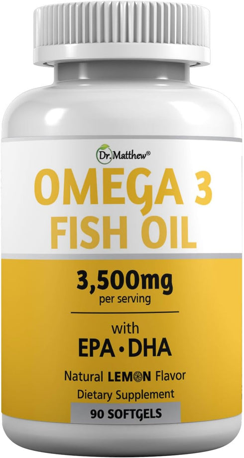 Omega 3 Fatty Acid Supplements - Burpless Fish Oil 3000mg High EPA DHA, Odorless & Mercury Free Capsules