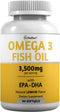 Omega 3 Fatty Acid Supplements - Burpless Fish Oil 3000mg High EPA DHA, Odorless & Mercury Free Capsules