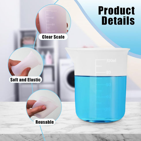 LUSTRIB 6 100ml Pcs Silicone Laundry Measuring Cup, Soft Laundry Detergent Cup, No-Clean Design Silicone Laundry