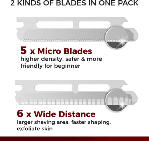 ZOMCHI Eyebrow and Face Razor for Women & Men, Reusable Metal Handle, 11 Refill Blades, Protective Silicone Cap