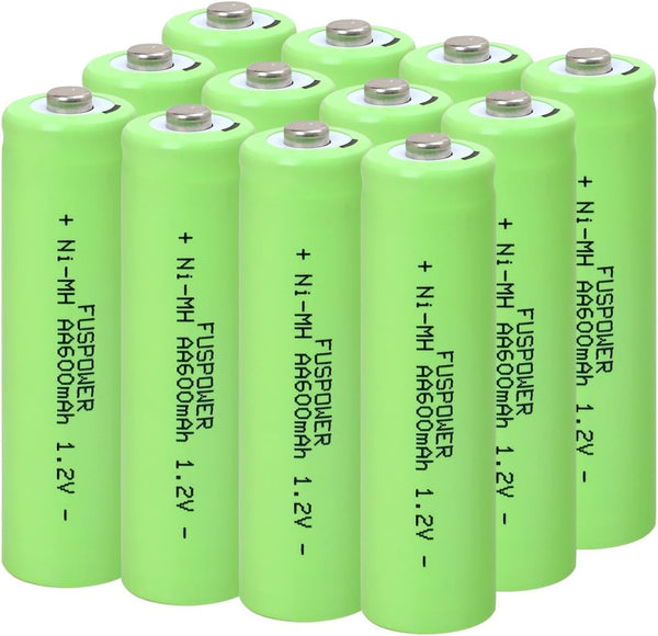 AA Rechargeable Batteries, 600mAh NiMH for Outdoor Garden Landscaping String Lights Flashlight Mice (12 Count)