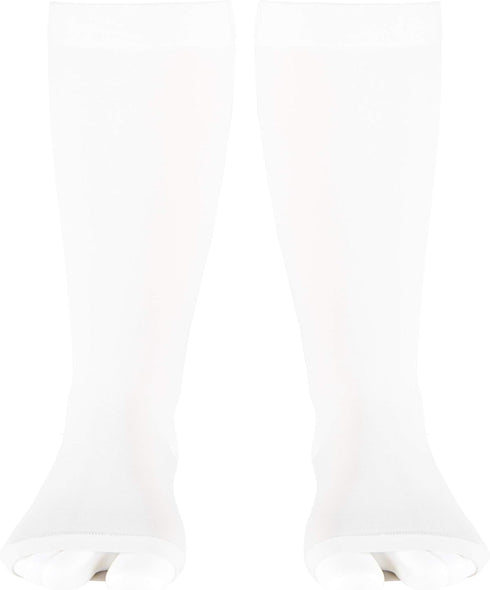 Truform 30-40 mmHg Compression Stockings, Knee High Length, Open Toe, White, Medium