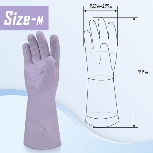 Cleanbear Rubber Gloves, Reusable Household Latex-Free Gloves for Dish Washing and Cleaning, 3 Pairs