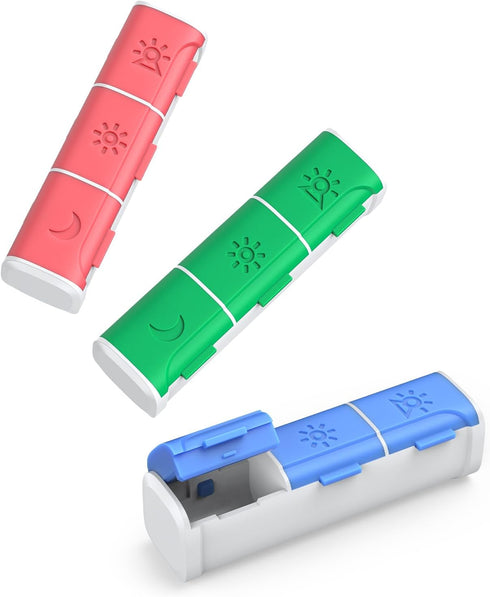 Urekt Pill Organizer 3 Times a Day, (3 Pack) Small Pill Box, Daily