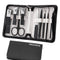 Men's Nail Grooming Kit, 9-Piece Manicure Set, Black Travel Nail Care Kit for Women, Clippers, Tweezers, Trimmers