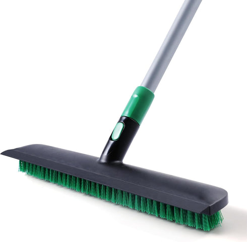 Eyliden 15” Floor Scrub Brush - 2-in-1 Stiff Bristle and Soft Scrape with Telescopic Long Handle
