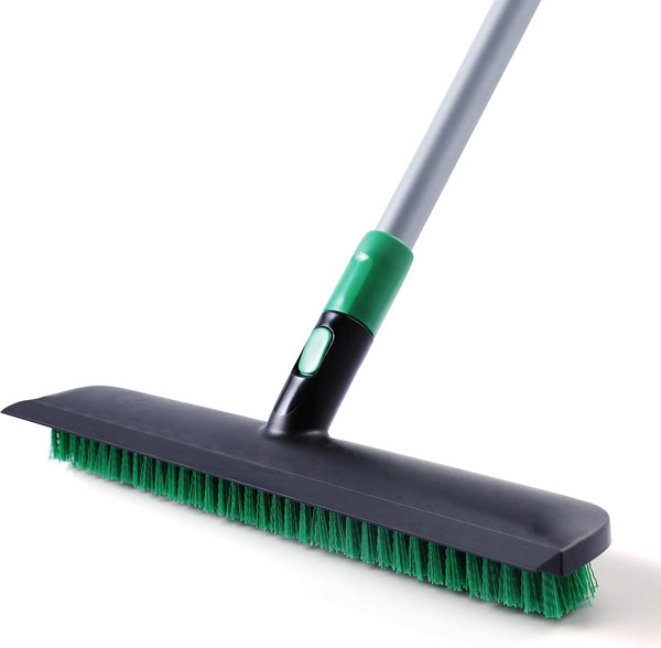 Eyliden 15” Floor Scrub Brush - 2-in-1 Stiff Bristle and Soft Scrape with Telescopic Long Handle