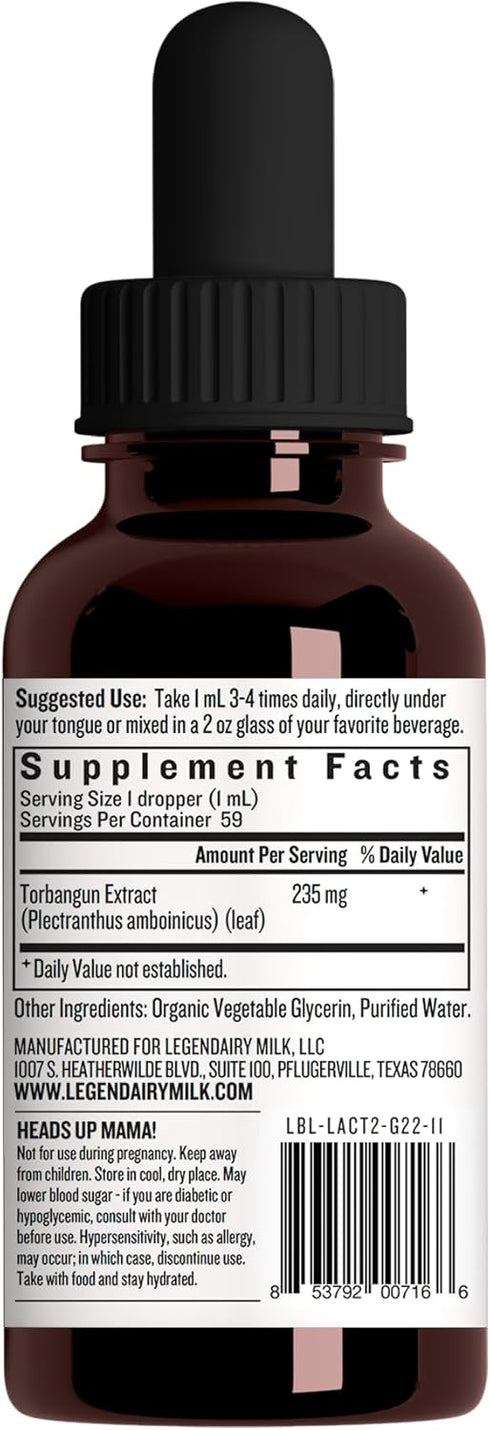 Legendairy Milk Lactivist Drops - 2 Fl Oz - Breastfeeding Supplement to Increase Milk Supply, Organic Torbangun, Made