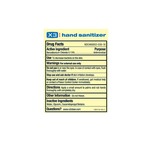 X3 99.9% 16 OZ (2 PACK) Clean Hand Sanitizer REFILL Alcohol Free, Family Safe, Fragrance Free, Moisturizing, Kills