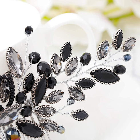 Yean Decorative Black Hair Comb with Baroque Rhinestones, Hair Accessories Headpiece for Women