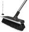 ITTAR 10" Wide Multi-Purpose Scrub Brush with Long Handle, Heavy-Duty Shower Scrubber for Deck, Patio, Kitchen, Black