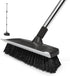 ITTAR 10" Wide Multi-Purpose Scrub Brush with Long Handle, Heavy-Duty Shower Scrubber for Deck, Patio, Kitchen, Black